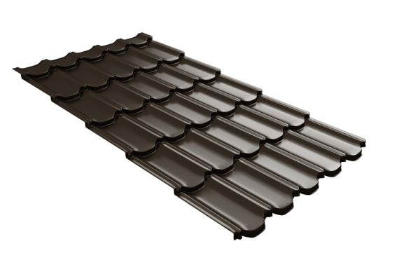 Металлочерепица квинта плюс с 3D резом 0,5 GreenСoat Pural Matt RR 32 темно-коричневый (RAL 8019 серо-коричневый) купить в Шахунье