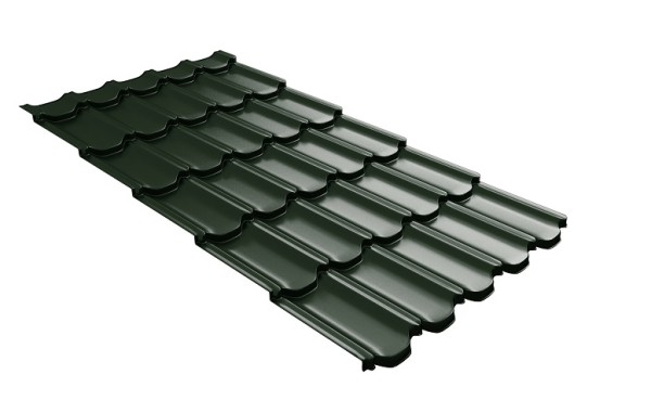 Металлочерепица квинта плюс с 3D резом 0,5 GreenСoat Pural RR 11 темно-зеленый (RAL 6020 хромовая зелень) купить в Шахунье