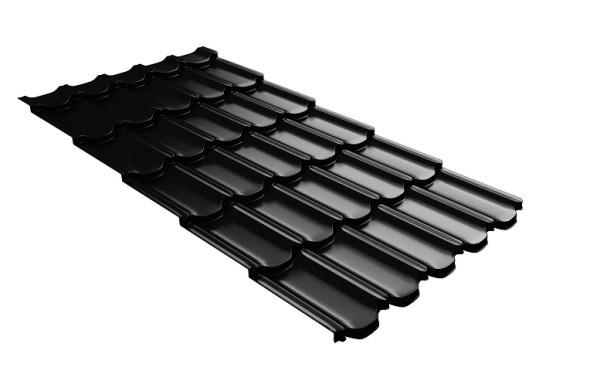 Металлочерепица квинта плюс с 3D резом 0,5 Quarzit lite RAL 9005 черный купить в Шахунье
