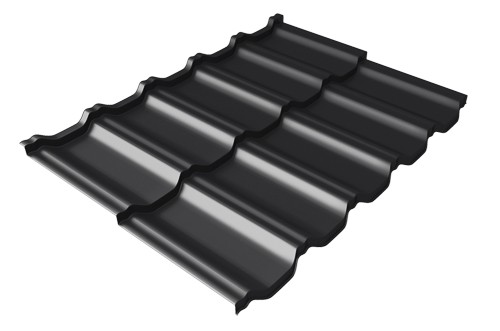 Металлочерепица модульная Квинта Uno Grand Line c 3D резом 0,5 Satin Мatt RAL 9005 черный купить в Шахунье