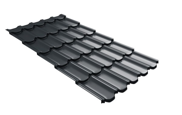 Металлочерепица квинта плюс с 3D резом 0,5 Satin RAL 7016 антрацитово-серый купить в Шахунье