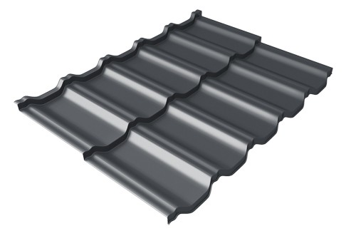 Металлочерепица модульная Квинта Uno Grand Line c 3D резом 0,5 Velur RAL 7024 мокрый асфальт купить в Шахунье